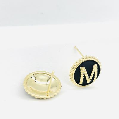 China Cute Round Button Earrings Stud Small Black Stud Earring for sale