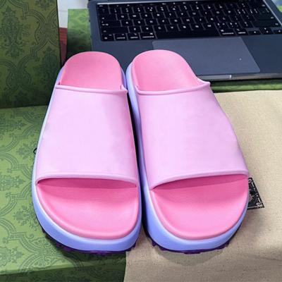 China Fashion Trend Women Designer Rubber Thick Platform Slides Female Famous Brand GG Slippers Slides for sale