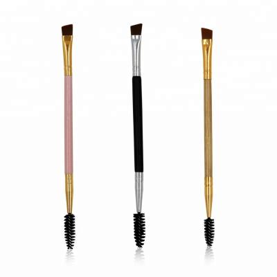 China Angular Blush Eyebrow Wood Eyelash Brush Applicator Cosmetic Brush Handle Makeup Brush Mascara Wand for sale