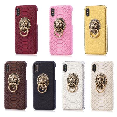 China New Design Snake Skin Shockproof Lion Phone Case Stander Holder PU For Iphone 12 11 pro Max Xr Xs 8 7 With Key Ring for sale