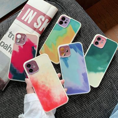 China Shockproof Camera Protective Hole Phone Case For Iphone 13 12 11 pro X max Xs Xr 8 plus 12 Mini Watercolor Phone Cover for sale