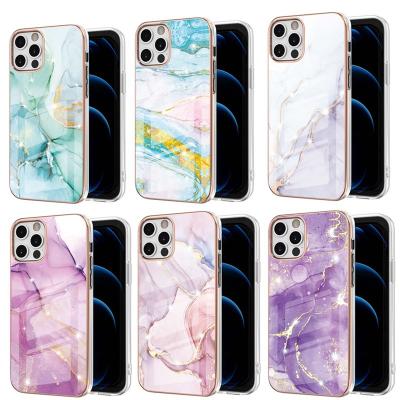 China Shockproof double-sided film suitable for Iphone13 12 11 pro Mini Phone Case Electroplated Marble Touchntuff protective phone cover for sale