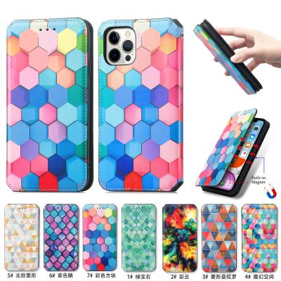 China Anti-fall Rhombus High Quality Texture Tpu Leather Phone Case For Iphone 13 12 11 Xs 8 Max Plus Flip Cover For Apple Phone Accessories for sale