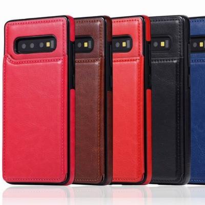 China Luxury Retro Anti-fall Crazy Horse Leather Back Cover Phone Case For Samsung S20 Note 10 Phone Wallet Leather Case for sale