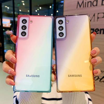 China New Gradient Color Anti-drop Square Clear Soft Case For Samsung S9 S10 S20 S21 Plus Tpu Cover For Samusng Note10 Note 20 A70 A21 A31 A50 for sale