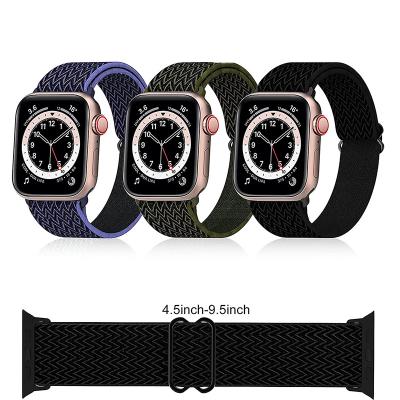 China Built-in Nylon Nylon Braid For Apple Watch Serie 6 Straps 38/40/42/44/41/45MM Wave Adjustable Elastic Sample Watch C-Black Brand for sale