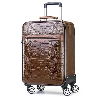 China 360 Degree Wheels Zipper Suitcase Universal Business Travel Luggage PU Luxury Leather Travel Trolley Luggage Bags for sale