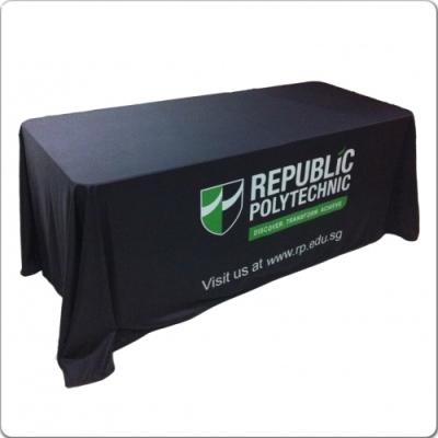 China Washable Promotional Custom Printed Polyester Draped 4ft 6ft 8ft Trade Show Table Throw for sale