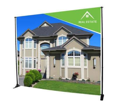 China Adjustable Aluminum Trade Show Display Screen Portable Advertising Custom Printed Graphic Wall Backdrop Telescopic Stand for sale