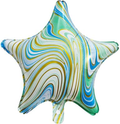 China Fashional Balloons 18 Inch Agate Foil Balloon Marble Agate Foil Balloons Heart Shaped 3D Cartoon Star Love Five Inch Balloons for sale