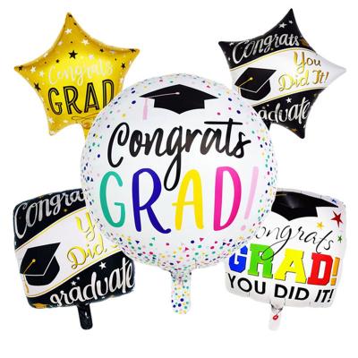 China Fashional Congratulations Graduation Balloon 18inch Round Aluminum Foil Balloon Hot Sale Inflatable Party Decoration for sale