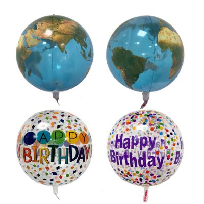 China Fashional New Amazon Wholesale 22 Inch Transparent Bobo Ball 4D Earth Color Print Wedding Birthday Party Supplies for sale