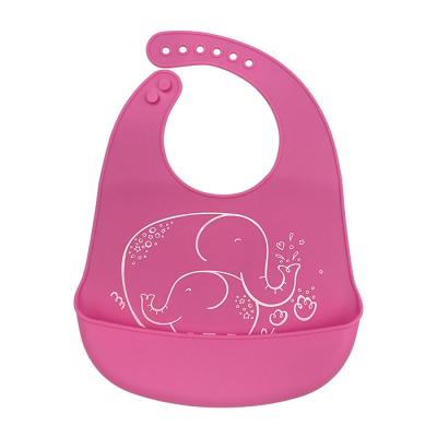 China Cartoon Antibacterial Design Waterproof Baby Bibs With Food Catcher Baby Soft Silicone Bibs for sale