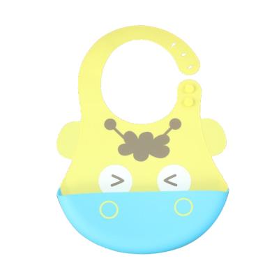 China Waterproof Antibacterial Soft Baby Bib With Food Catcher Soft Silicone Baby Feeding Bibs for sale