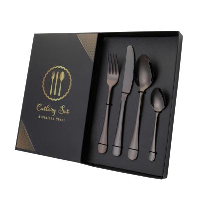 China Sustainable Hot Sale Modern Amazon Silverware Luxury Stainless Steel Cutlery 4pcs Box Packaging for sale