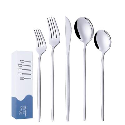 China US Stock Lunch Mirror Polish Silverware 20pcs Sustainable Dinner Set Silver Dinnerware Cutlery Wholesale for sale