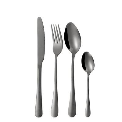 China High Quality Luxury Black Stainless Steel Cutlery Set 4pcs Valentine Flatware Set Viable Gift Box for sale