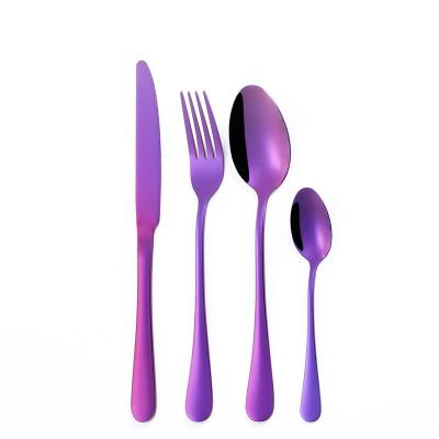 China Viable Purple Modern Wedding Dinnerware 4pcs Sets Dinnerware Knife & Silverware Sets Luxury Spoon Fork Set Flatware for sale