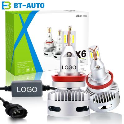 China BT-AUTO X7S-H11 LED Headlamp H8 H9 H11 LED Headlight Bulb LED Fog Lamp X6 H11 LED Fanless Headlight Bulb for sale