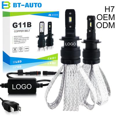 China BT-AUTO G11B-H7 LED headlight long life 4pcs cooling system h7 copper belts led headlight bulb H7 for sale