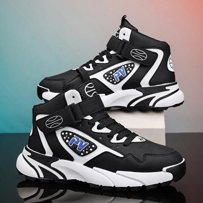 China PU 2022 New High top Men's Shoes Youth Sports Versatile Customized Basketball Shoes for sale