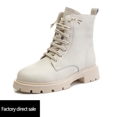 China Thermal Oem Custom Genuine Leather Marton Boots Autumn New Double Zipper Women's Ankle Boots Platform Thick Heel Motorcycle Boots for sale