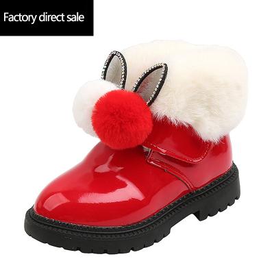 China Light Girls winter snow boots for kids cute bunny ears crystal fluffy warm girl winter shoes for sale