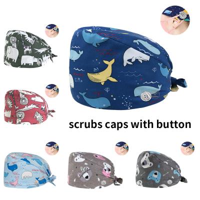 China Fashionable Medical Hats Surgical Hat Cartoon Printing Doctor Hats Unisex Pet Nurse Accessories Health Service Scrubs Surgery Work Covers New for sale