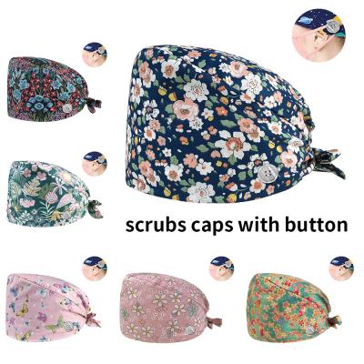 China Fashionable Hospital Nurse Hats High Quality Cartoon Printing Pet Shop Pharmacy Nursing Hats Surgical Women's Operation Room Hats Nursing Hats for sale