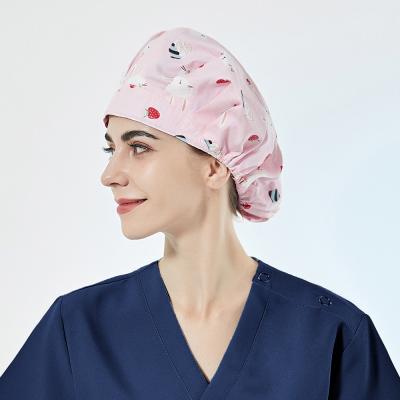 China New Cotton 2020 New Cotton Operation Ward Hat Fashionable Printing Medical Surgical Hat Pet Doctor Work Hat Sweat-absorbent Care Scrub Hat for sale