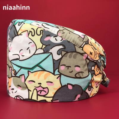 China High Quality Pet Veterinary Hat Nurse Work Hat Medical Cotton Scrub Hat Lab Hat Doctor Sweat-absorbent Hat for sale