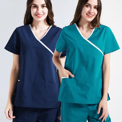 China Fashionable Lab Coat+Pants Beauty Salon Workwear Pet Doctor Nurse Clothes Dental Clinic Uniform V-Neck Nursing Uniform Scrubs Sets Wholesale for sale