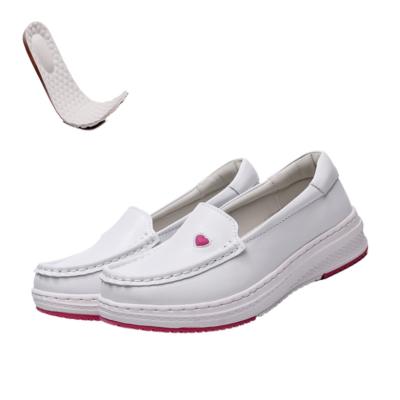 China Non-slip Leather Upper Loafers Non-Slip White Female Hospital Nursing Shoes For Nurse for sale