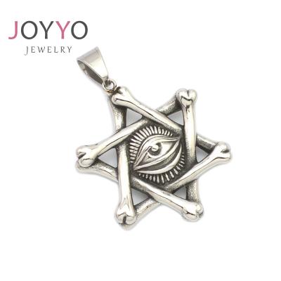 China FASHIONABLE Gold Plated Devil Eye Pendant Stainless Steel Devil Eyes Pendant on Gold Hexagram Pendant for sale