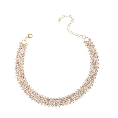 China Luxury Hip Hop Chain Gold Plated Silver Plated Clear Rhinestone CZ Miami Link Women's Cuban Necklace for sale