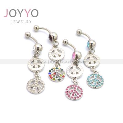 China FASHION Colorful Diamonds Dangle Round Navel Belly Button Rings For Women Body Piercing Jewelry for sale