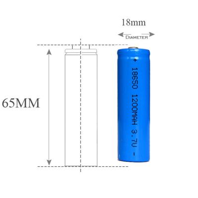 China Rechargeable Toys Lithium Li-ion Battery Cells 3.7v 1200mAh 18650 Battery for sale