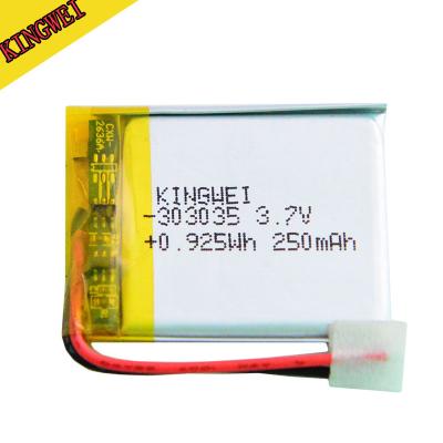 China Rechargeable Toys Lithium Polymer Lipo 3.7V 250mAh Small Lithium Polymer Battery For GPS Tracking for sale