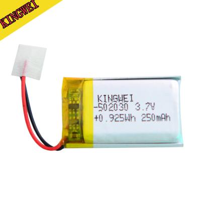 China Plays 3.7v the smallest lipo battery kc certified Lipo battery for power bank light 502030 3.7V 250mah for sale