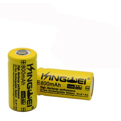 China Toys 800Ah 3.7v rechargeable kingwei 16340 CR123A lithium ion battery for sale