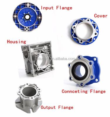 China Worm gearbox reducer good quality NMRV spare part aluminum alloy gearbox housing, flange, side cover/worm shaft/worm wheel/output shaft/TORQUE ARM for sale