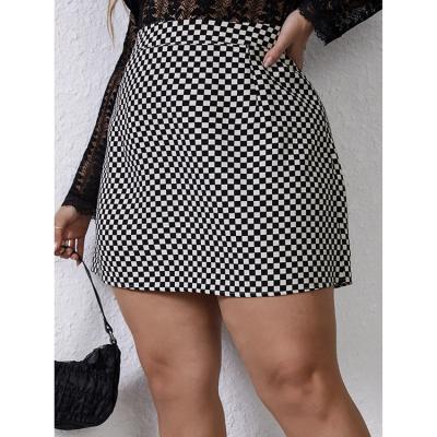 China Breathable Summer High Waist Bodycon Plaid Printed Women Mini Plus Size Elegant Skirt Zipper Shorts A Line Sexy for sale