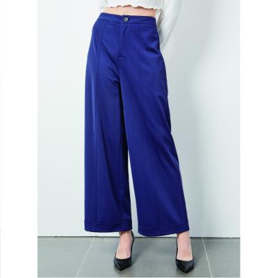 China Anti-Wrinkle Blue 2021 New Arrivals Korean Suits Pants Trousers Wide Leg Pants For Women Waist Size for sale