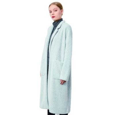 China Anti-Wrinkle 2021 Winter And Autumn Casual Designer Pocket Ladies Long Blue Fur Coat For Fashionable Women for sale