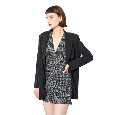 China Anti-Wrinkle Lattice Korean Black Formal Blazers Women Designer Suits Jacket 2021 for sale