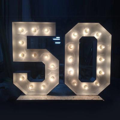 China Caboal Light 3ft 4ft 5ft Buildings UP Stainless Steel LED Bulb Marquee Letters Lights Stand Signage For Wedding Store Decoration for sale