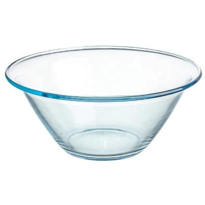 China Sustainable Glass Salad Bowl Large Mixing and Serving Dish Clear Glass Fruit Bowl for sale