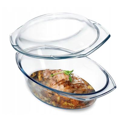 China Borosilicate Glass Heatable Casserole With Lid , Microwave Glass Soup Cooking Pot for sale