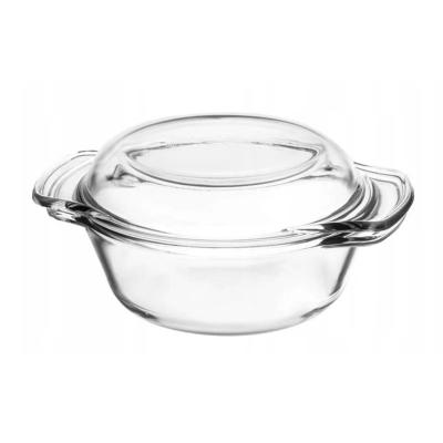 China Wholesale Price Microwavable Clear Glass Food Container, Bowl with Glass Lid, Soup Bowl with Two Ears Handle for sale