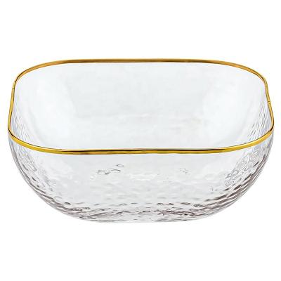 China Viable Square Glass Fruit Salad Bowl Parlor Dried Fruit Dish Dessert Ice Cream Cake Dish for sale